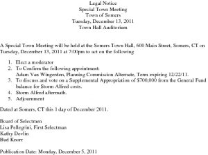 Icon of 20111213 Special Town Meeting Legal Notice
